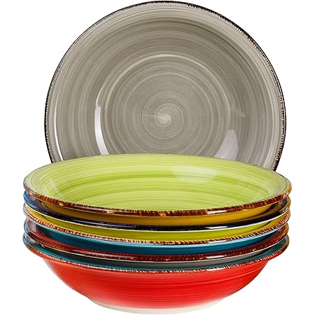 La Mediterránea Suppenteller 21cm 6-teilig - Bunte Fisch Design Teller Set