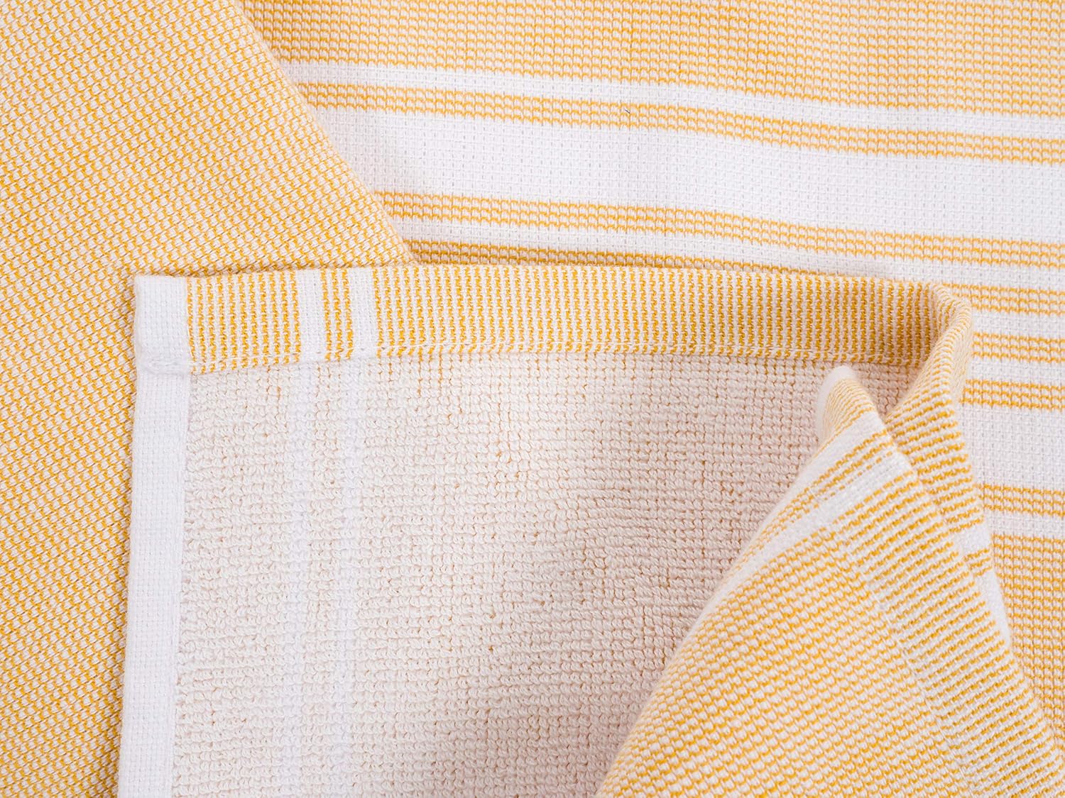 KAF Home Monaco Mixed Yarn Dyed Reversible Terry Dish Towel Set of 6, 100-Percent Egyptian Cotton, 18 x 28-inch Kitchen Towels (Mineral Yellow)