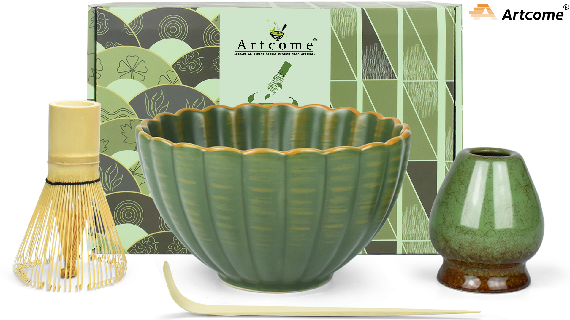 Amazon.com: Artcome Matcha Tea Set - 17oz Petal-Shaped Matcha Bowl