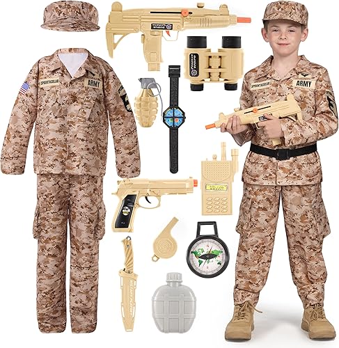Miniatura 1 de Spooktacular Creations Disfraz del ejército de Halloween para niños, disfraz del ejército para niños, disfraz de camuflaje militar para fiestas de