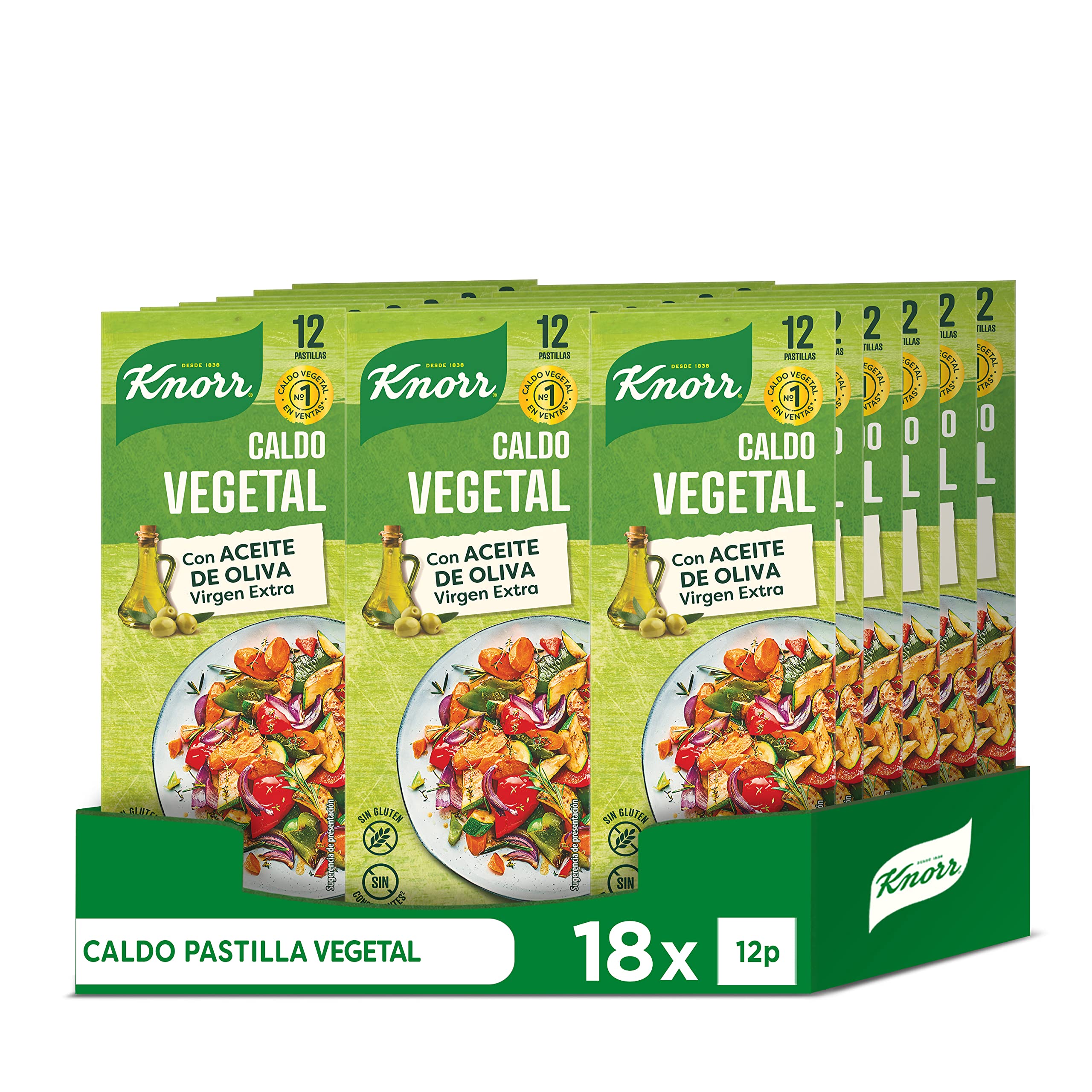 Knorr Caldo Vegetal 12 pastillas Pack de 18