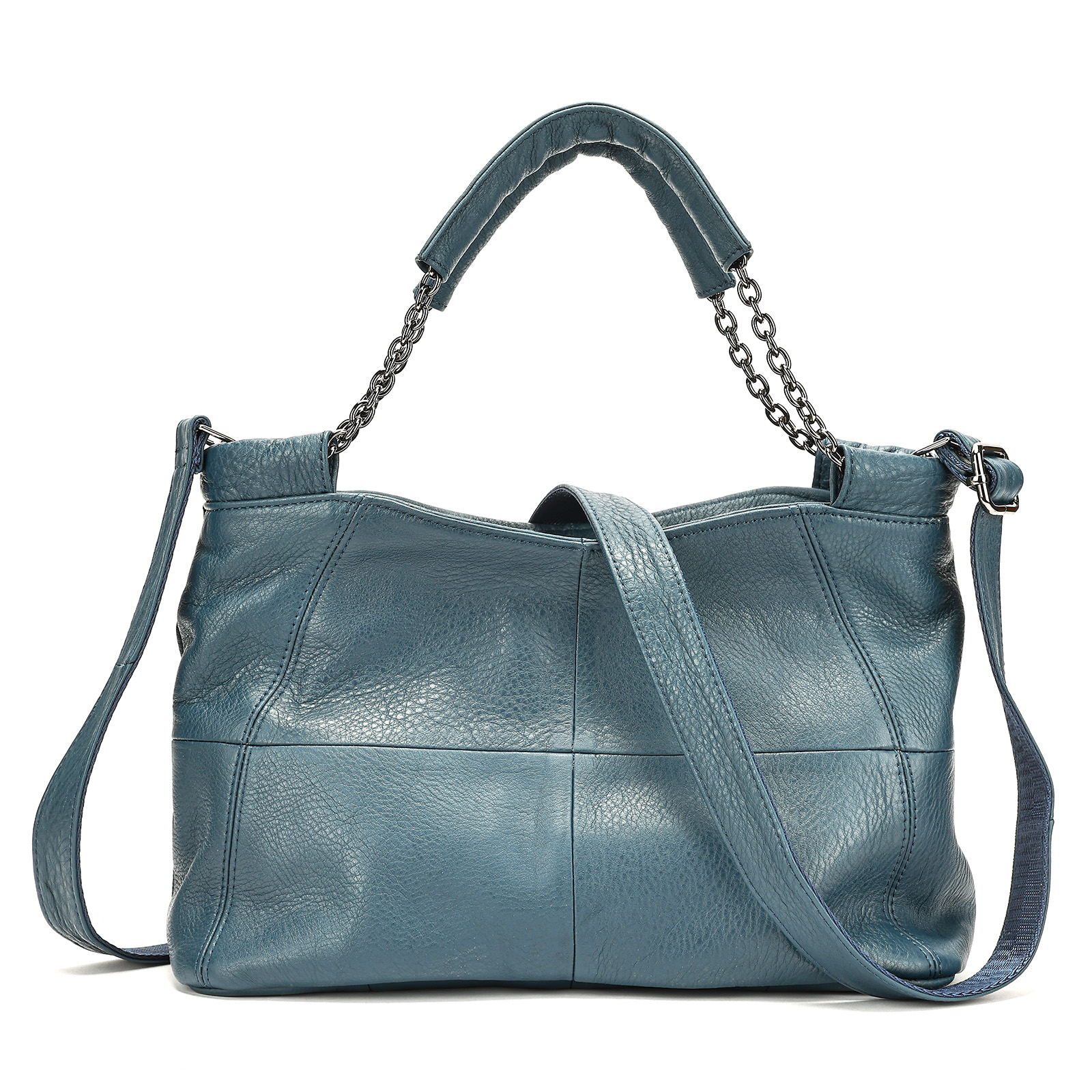 Bolso tote mediano de cuero genuino para mujer miniatura 7