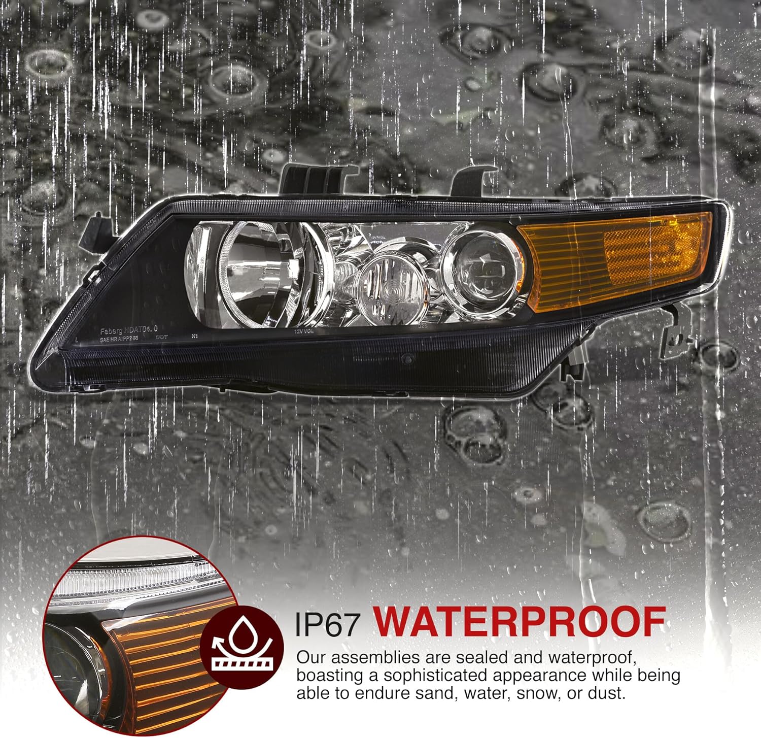 AJP Distributors Black Housing Clear Lens Amber Signal Factory Style Headlights Driving Lights Lamps LH RH Assembly Set Compatible/Replacement For Acura TSX CL9 2004 2005 2006 2007 2008 04 05 06 07 08