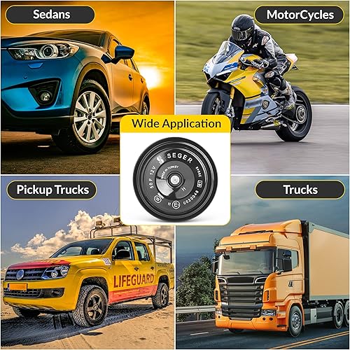 Miniatura 7 de SEGER Bocina de automóvil, bocina de disco (serie 50F)  12 V, tono alto, bocina de camión, impermeable, ajuste universal, bocina de coche fuerte con