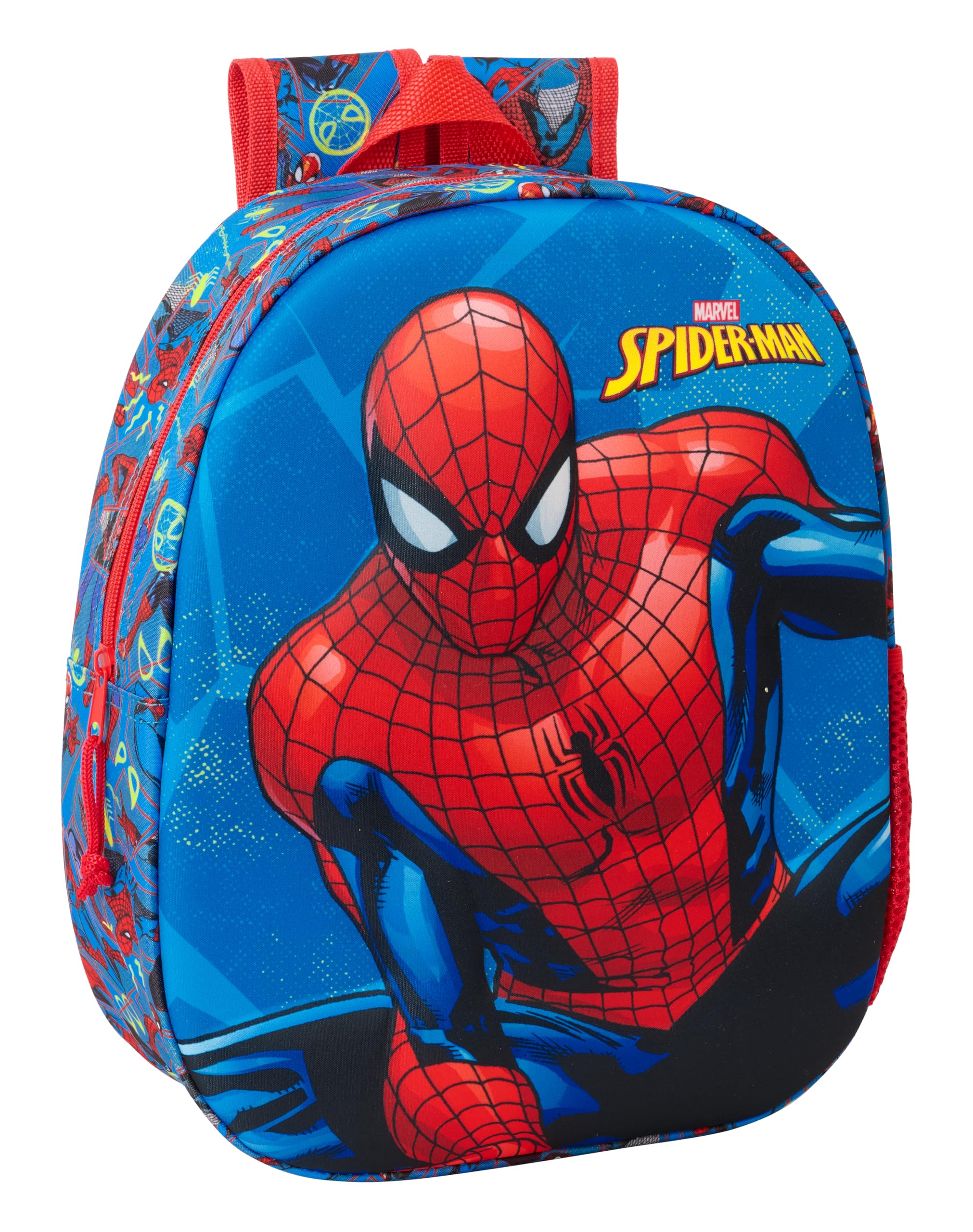 Safta SPIDERMAN 3D - Mochila Escolar, con Diseño 3D, Adaptable a Carro, Ideal para Niños de Diferentes Edades, Cómoda y Versátil, Calidad y Resistencia, 27x10x33 cm