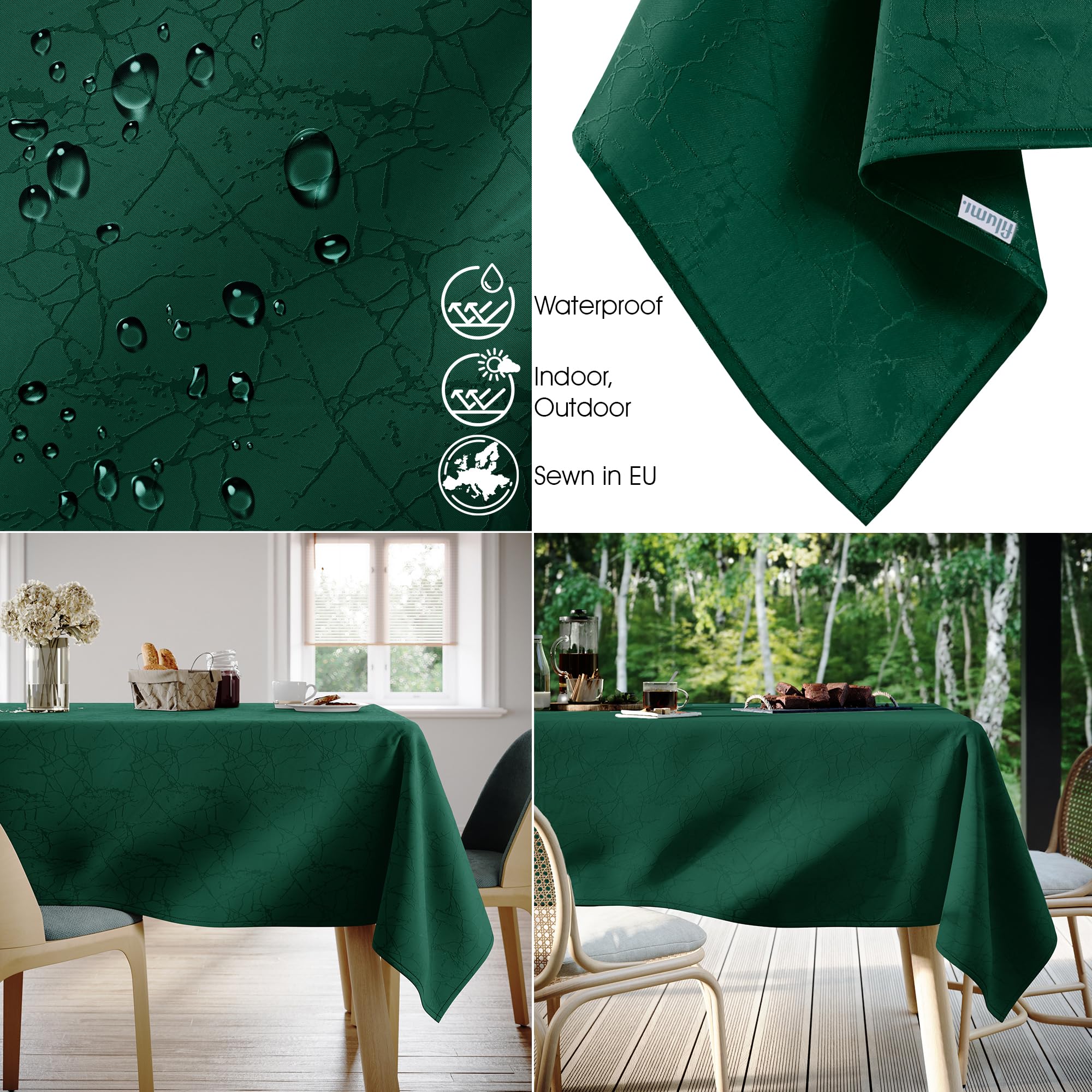 Filumi Tafelkleed, 140 x 320 cm, beige, afwasbaar, voor binnen en buiten, marmerpatroon Manil
