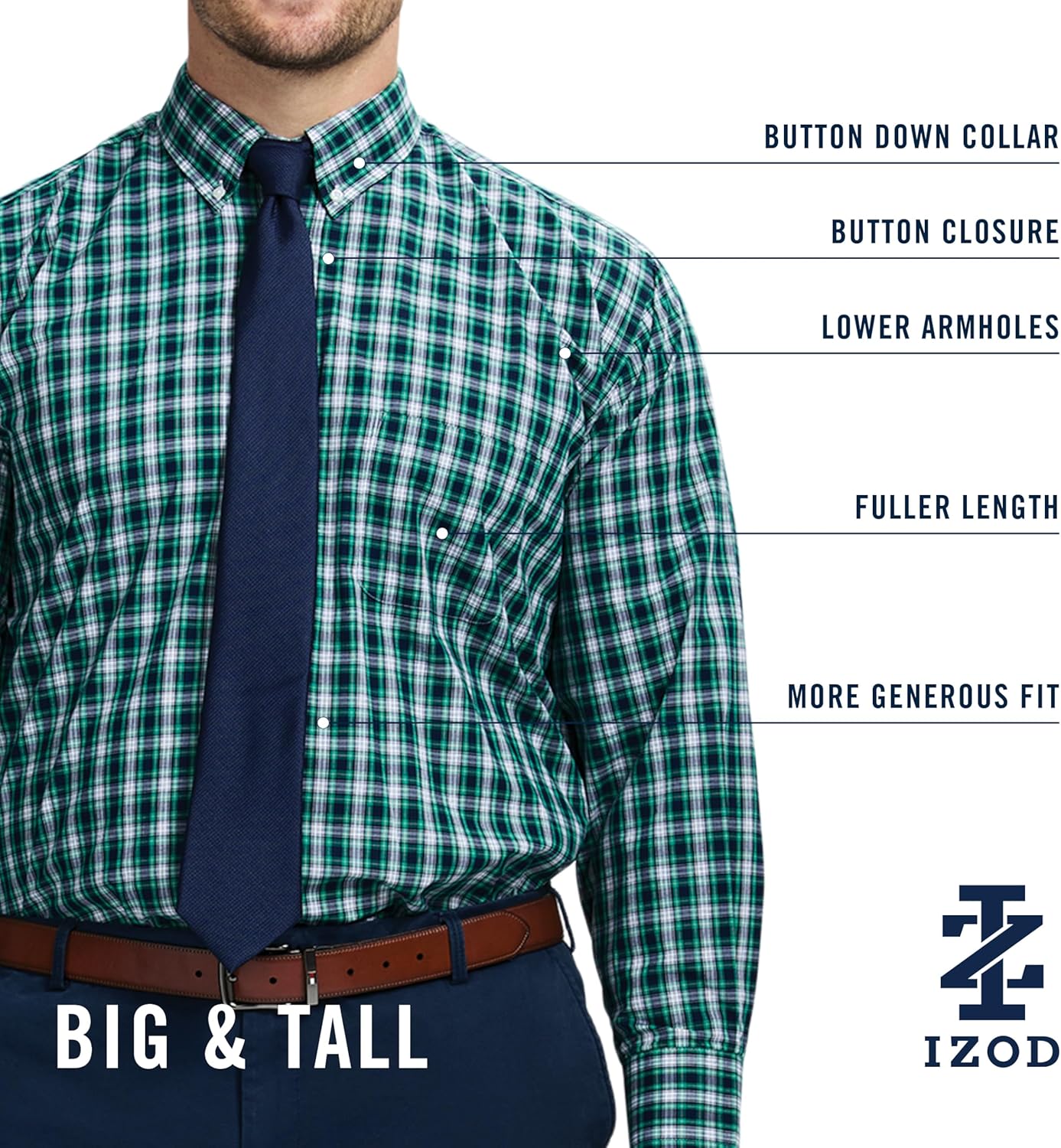 IZOD Mens Big & Tall Long Sleeve Holiday Tartan Button Down Shirt - Image 5