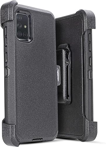 Funda para Samsung Galaxy A51 con clip para cinturón, funda resistente a prueba de golpes protector de pantalla integrado compatible con fundas