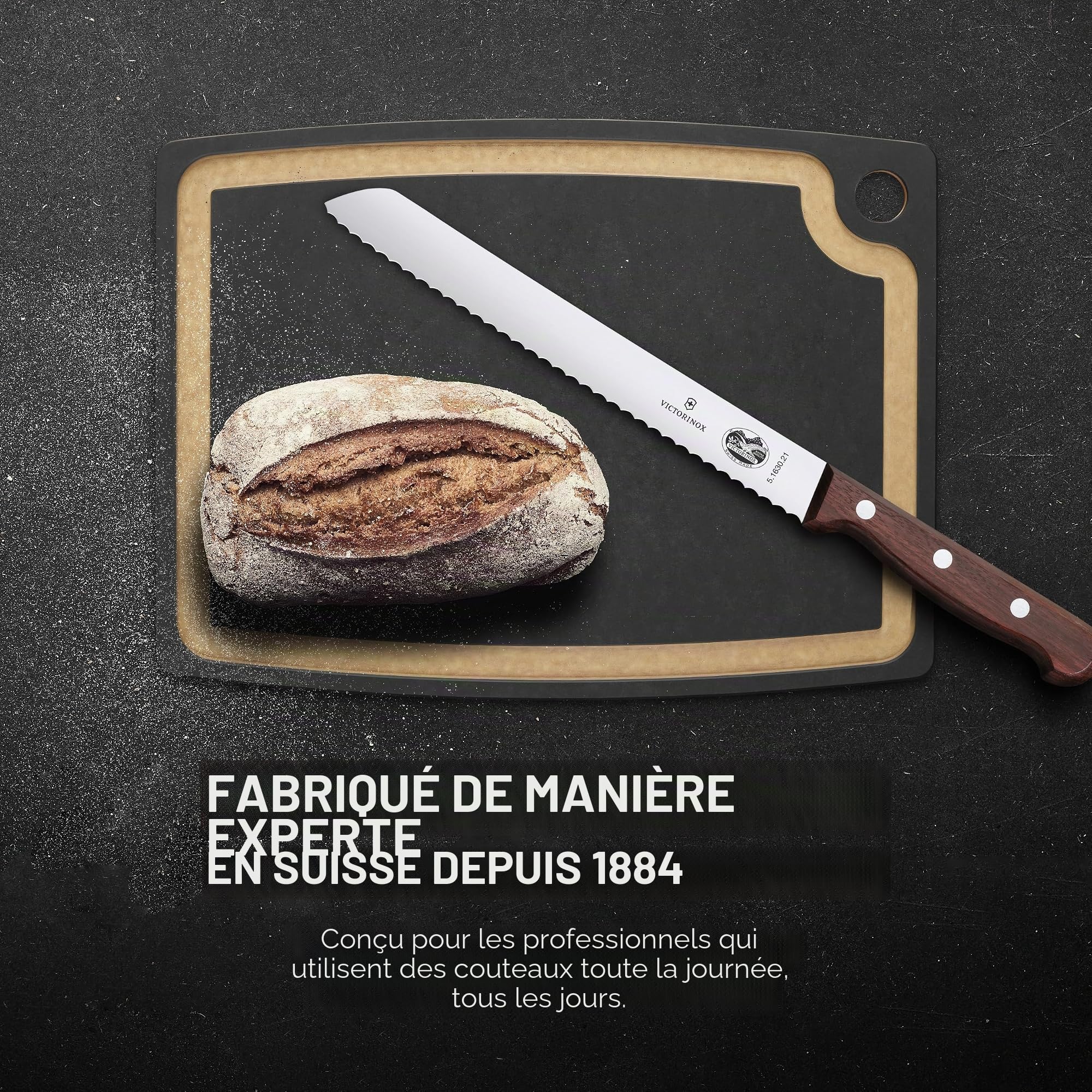 Victorinox Wood Couteau à Pain avec Coffret Cadeau, Bois D'Érable Modifié, Tranchant Denté, 21cm