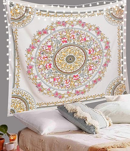 ANJANIYA Tapiz bohemio para colgar en la pared, diseño de mandala para habitación, playa, pared, psicodélico hippie para colgar en la pared y