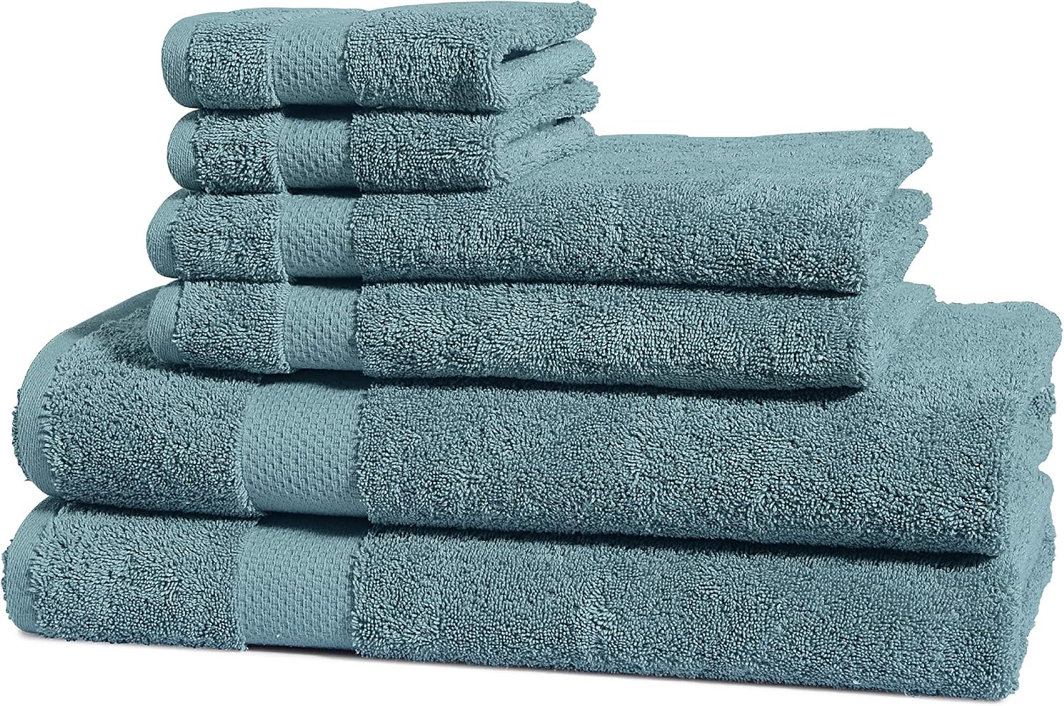 ISABELLA CROMWELL 100% Cotton 6-Piece Towel Set 600 GSM Low Twist 2 Bath Towels 2 Hand Towels 2 Wash Cloths Extra Soft Highly Absorbent Luxury Hotel Spa Quality - Blue Stone