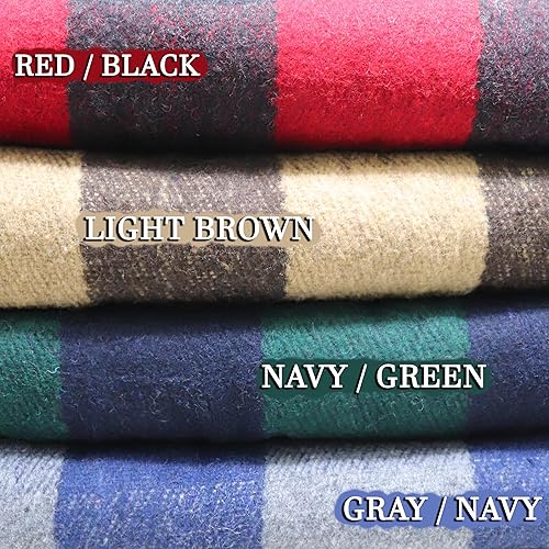 Miniatura 4 de M MCGUIRE GEAR Manta de lana cálida a cuadros para campamento, hogar, supervivencia o primeros auxilios, 64 x 90 pulgadas (marrón claromarrón)