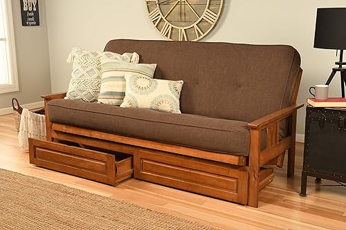 Miniatura 49 de Kodiak Furniture Monterey Marco de Futón con Acabado Butternut, Full, Solo marco de nuez,Oregon Trail Java,Sillín Oregon Trail,(Suede