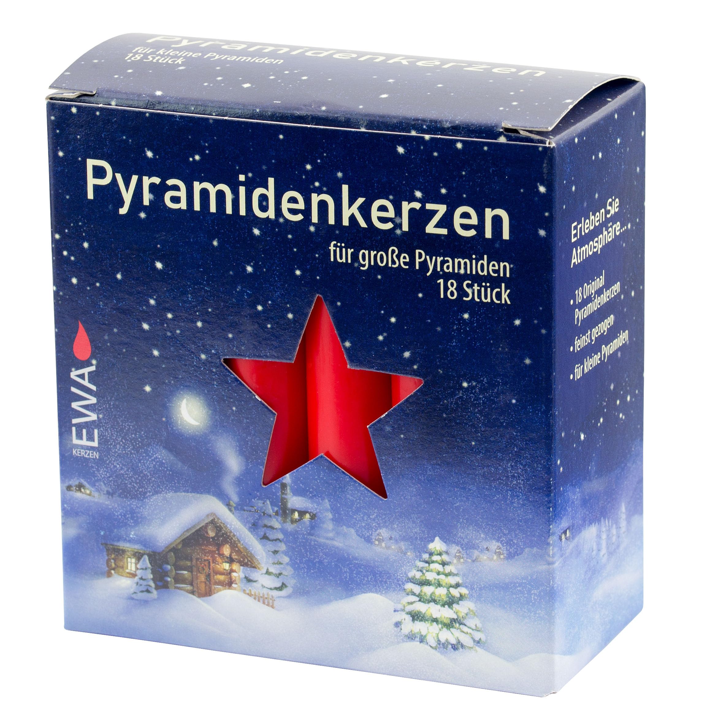 Red 16mm Diameter German Chrismtas Candles, Set of 18