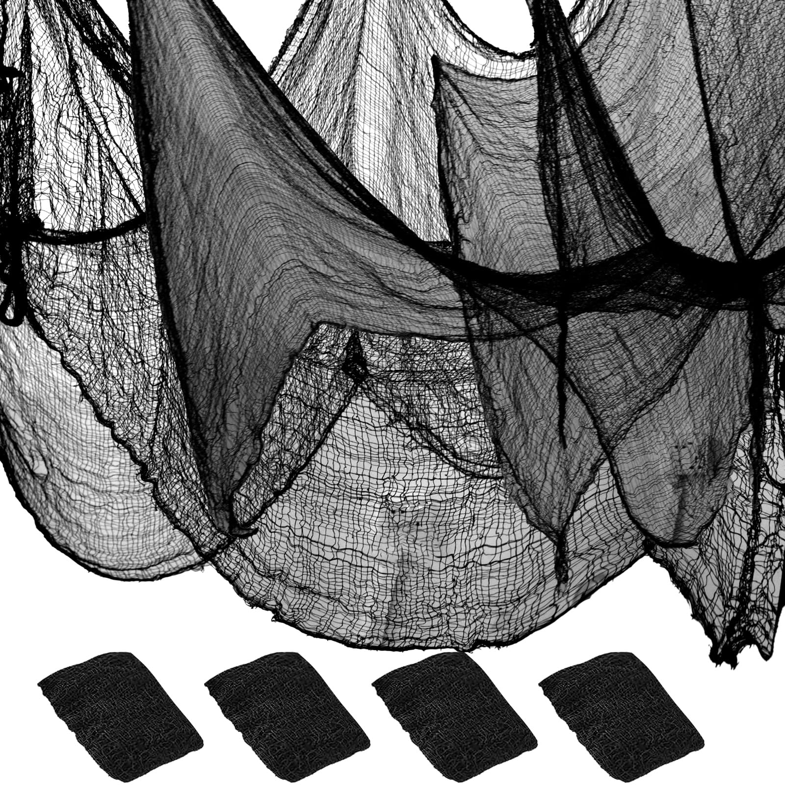 NEBURORA Halloween Creepy Cloth 4pcs Black Spooky Cloth 72 x 30inch Halloween Party Supplies Indoor Outdoor for Haunted House Party Garden Doorways Yard Home Windows Decor