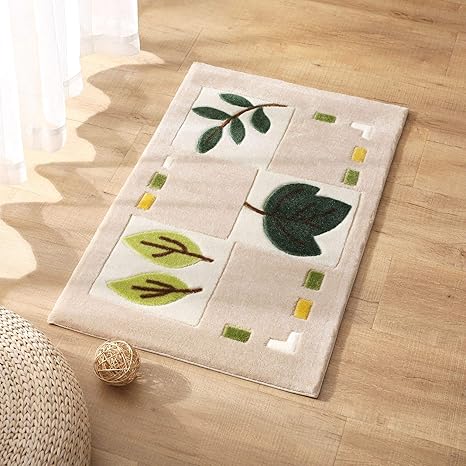 Amazon メーカー直販 玄関マット 50 80cm 北欧 玄関マット 室内 北欧 玄関マット 室内 おしゃれ 風水 北 風水 玄関マット リーフ柄 グリーン カービング加工 Reaf 玄関マット オンライン通販