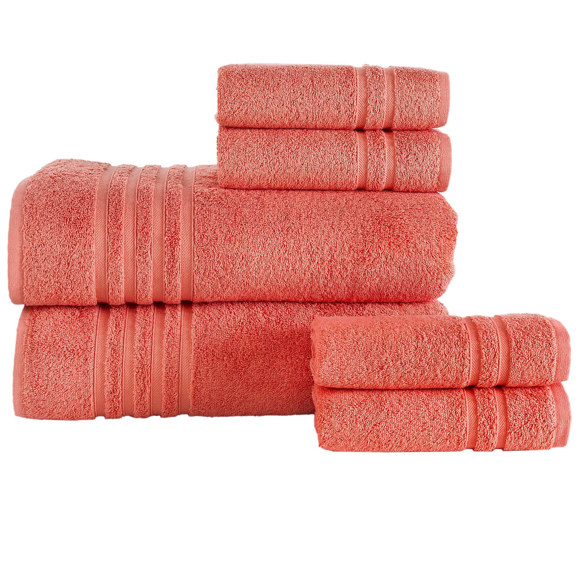 Hawmam LinenHawmam Linen Bath Sheet Towels 6 Pieces Bundle | Includes: 2 Luxury Bath Sheet Towels, 4 Hand Towels | Quality, Soft Towel Set | Coral