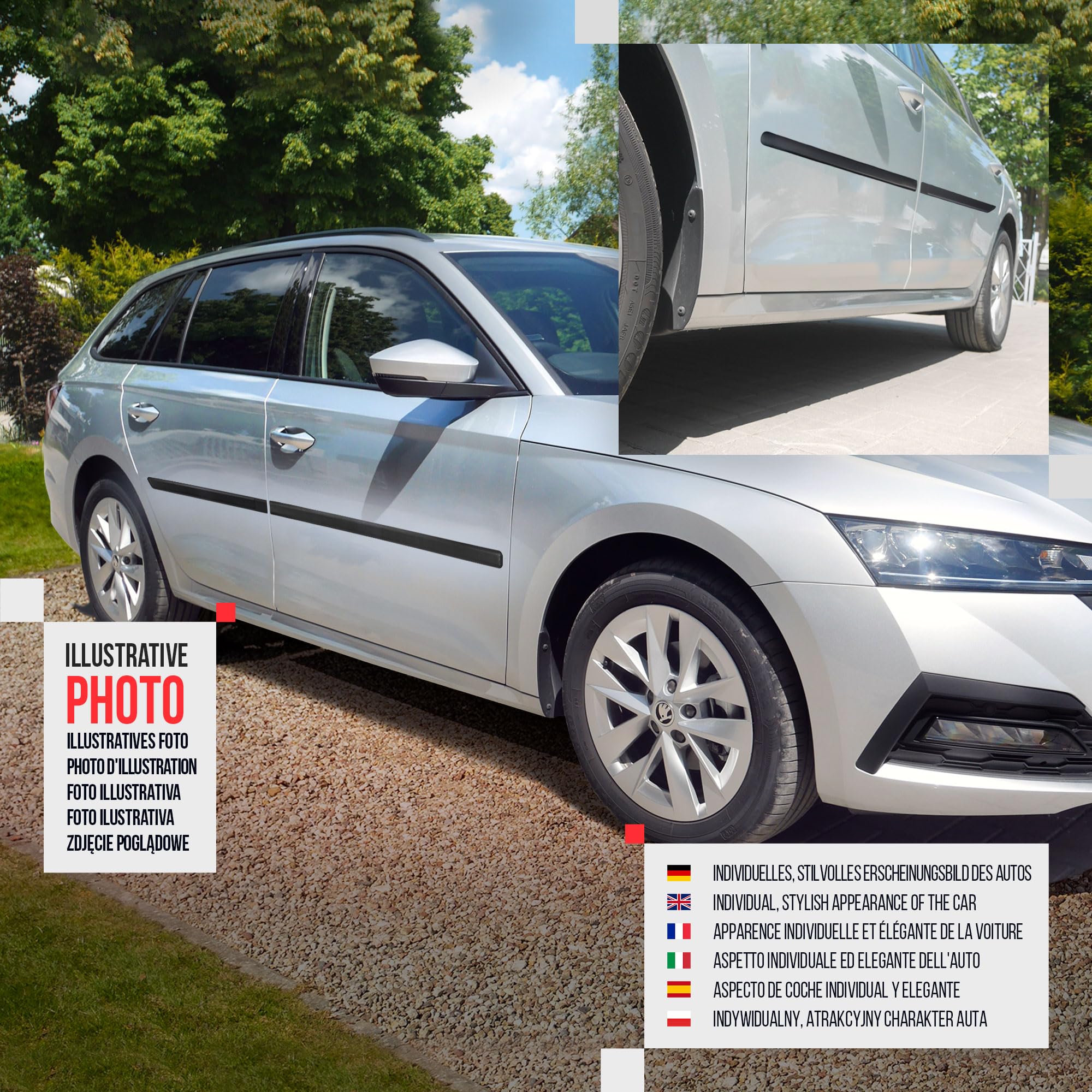 CHROMEMASTER | Modanature Laterali | Compatibile con Fiat Tipo Berlina, Hatchback, SW dal 2016 | Plastica Le Modanature Laterali Proteggono la Vernice Della Portiera Dell'auto da Graffi e Danni
