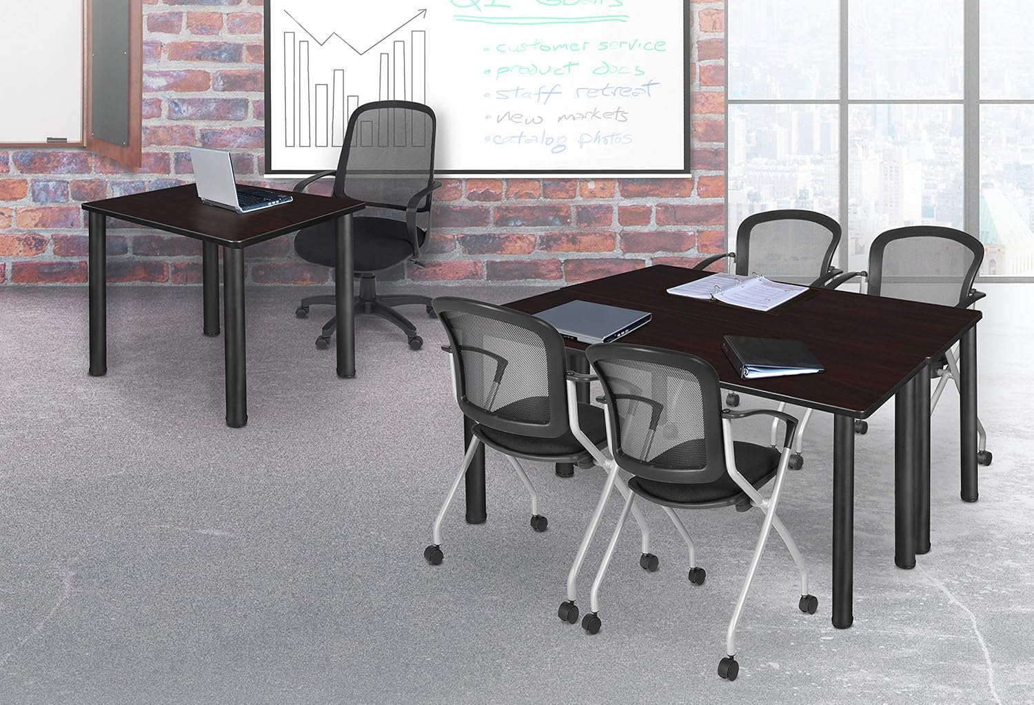 Adjustable Black Steel Post Table Legs Set of 4