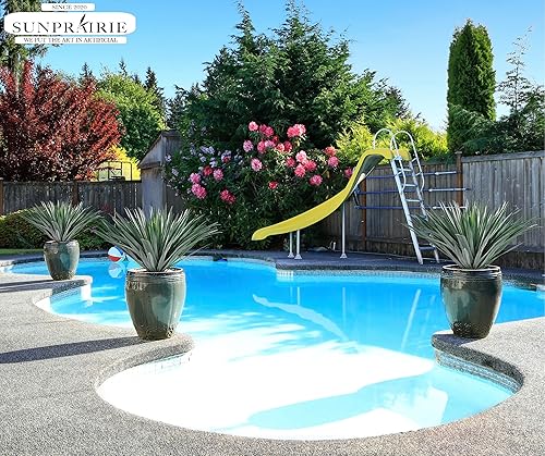 Miniatura 6 de SUNPRAIRIE Planta de agave artificial de 27 pulgadas de alto en maceta negra con guijarros de piedra real, 126 hojas realistas. Plantas artificiales