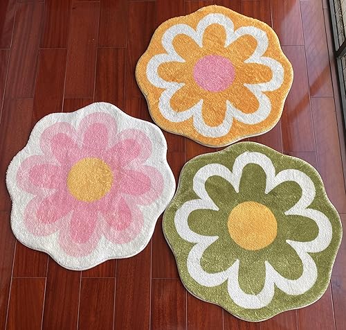 Miniatura 4 de Alfombra de baño en forma de flor, antideslizante, bonita, suave, fibra superfina, lavable a máquina, absorbente de agua, tapetes de baño para