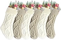 Vista 8 de Medias tejidas para Navidad, color tinto, verde y marfil