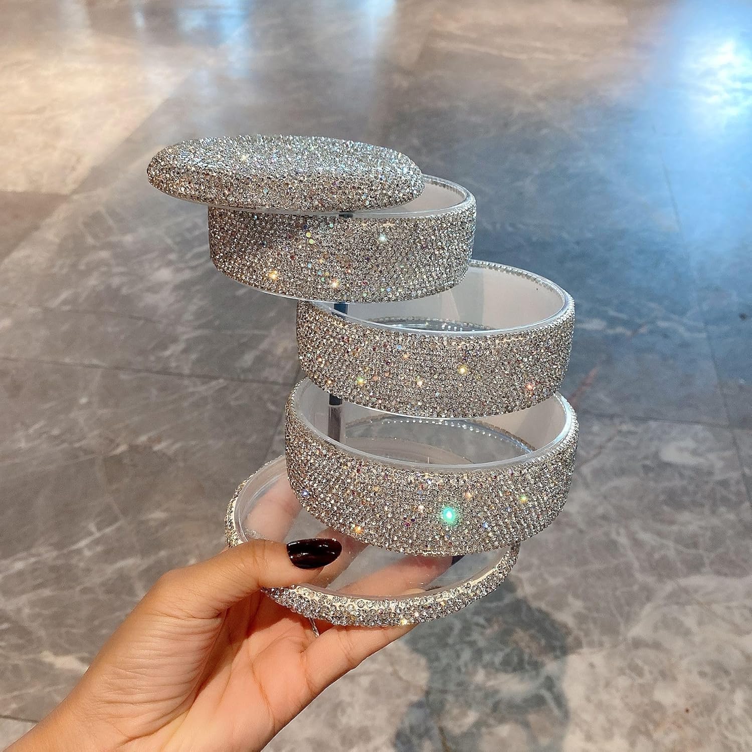 Luxury Rotating Rhinestone Jewelry Box, 3-Layer Small Jewelry Organizer for Necklaces Earrings Rings, Portable Decorative Storage Case