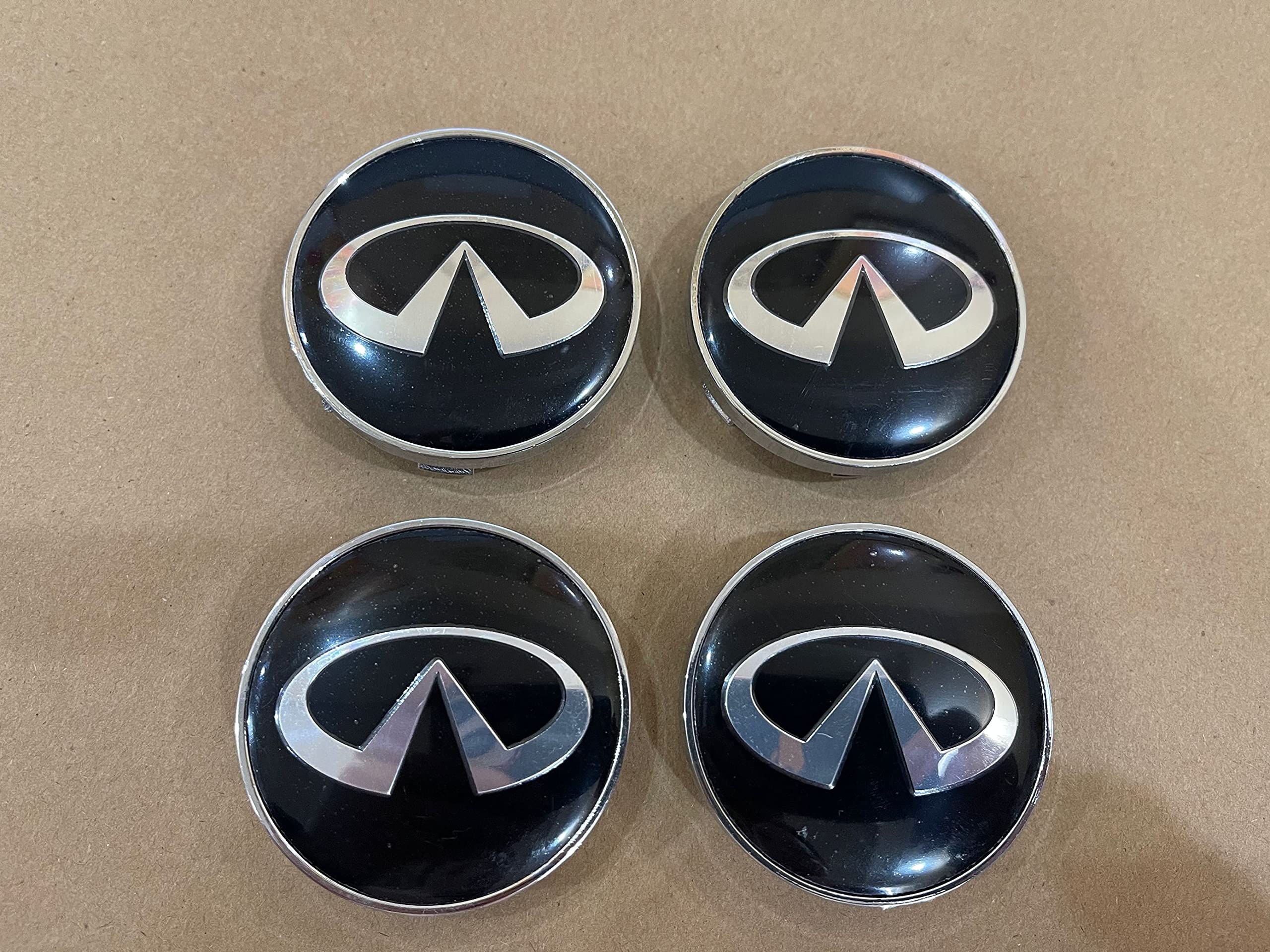 JUNBIE Set of 4 black Wheel Center Caps 60mm Rim Emblem Hubcaps Cover Logo fit for Infin/iti