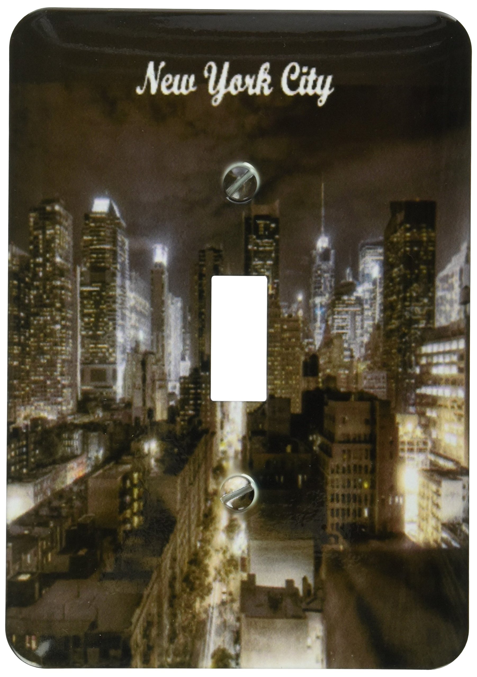 Image de New York City at Night plaque interrupteur imprimée 3dRose