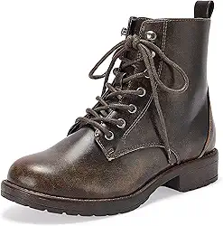 Botas de combate femininas modernas, cano baixo, zíper lateral, cadarço para outono e inverno 2025