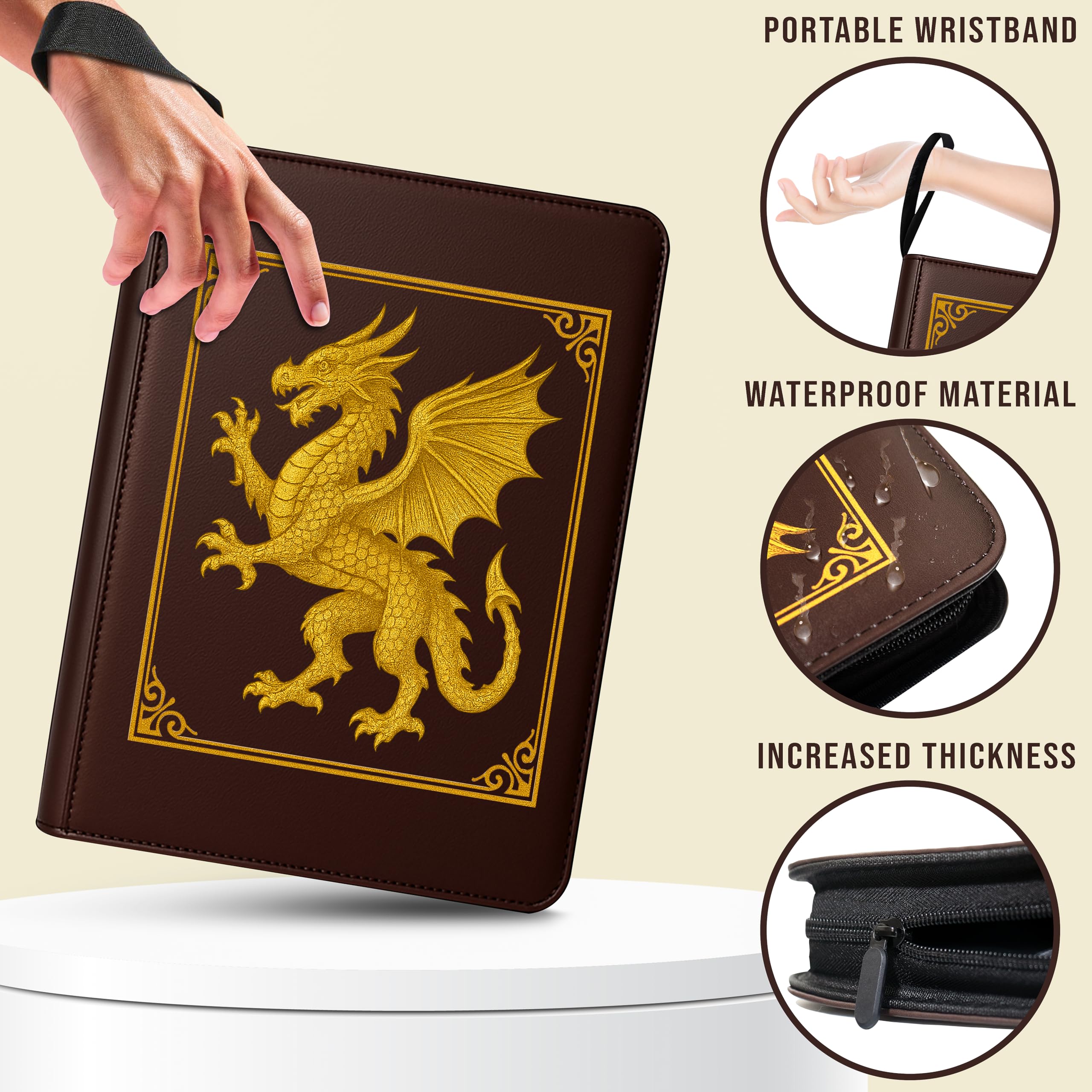 4 Pocket Trading Card Binder, 50 Pages 400 Cards, PU Leather Trading Cards Album Folder for MTG TCG, Pokemon Yu-Gi Oh - Image 4