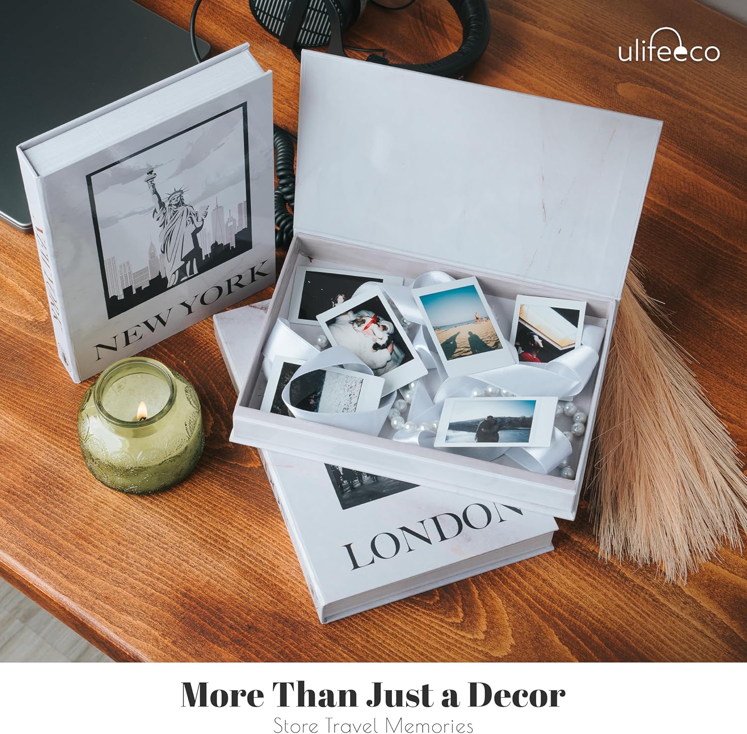 Fake Books for Decoration - Set of 3 Decorative Books for Home Decor (London/Paris/New York), Faux Books for Decoration, Book Shelf Decor, Book Decor for Coffee Tables, Entry Table Decor