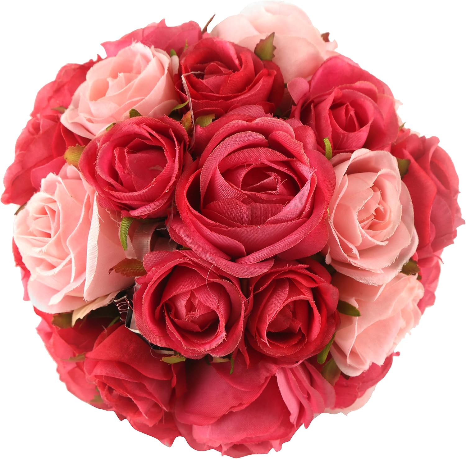 Floral Elegance Artificial 12cm Pink Rose Pomander Kissing Ball Display