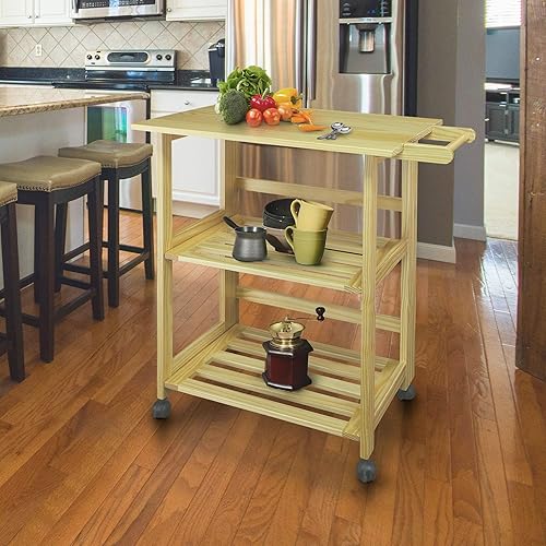 Miniatura 2 de Casual Home Carrito de cocina natural plegable Trek, 27 pulgadas de ancho (372-30)