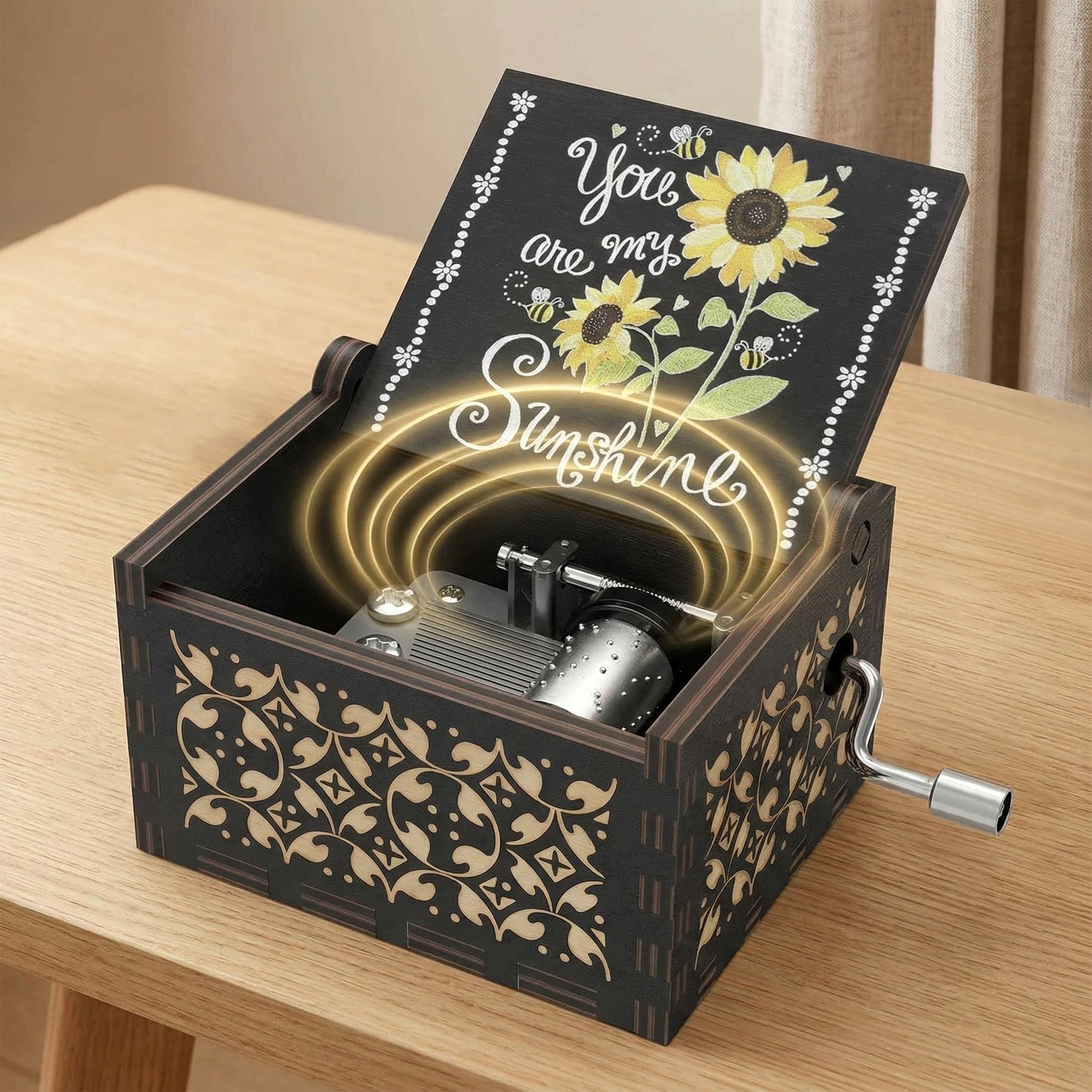 Toyshine Hand Crank Vintage Wooden Engraved Musical Box | Classic Retro Music Gift for Wife| Husband| Girlfriend| Boyfriend| Mother| Friend – Birthday | Anniversary | Valentine’s Day Gift-image-43