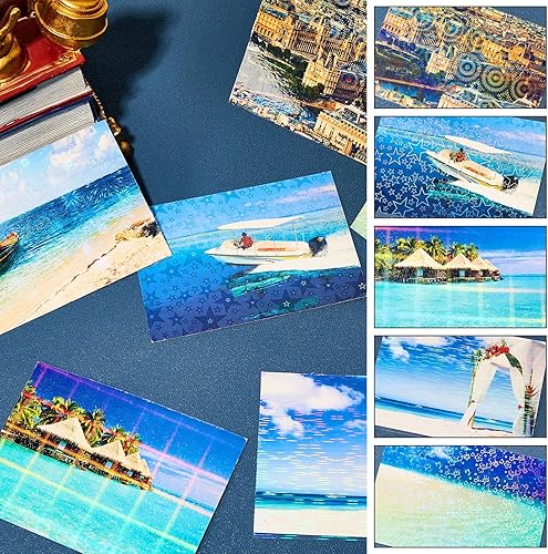 Miniatura 4 de Clabby 36 hojas de papel holográfico para pegatinas A4, láminas laminadas holográficas de vinilo, autoadhesivas, impermeables, transparentes, 11.7 x