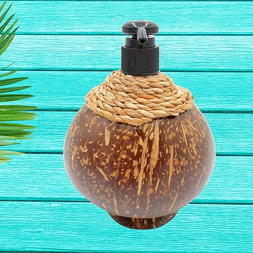 Miniatura 9 de Dispensador de jabón de cáscara de coco, dispensador de botellas recargable para jabón líquido, champú y loción bomba para decoración de baño,