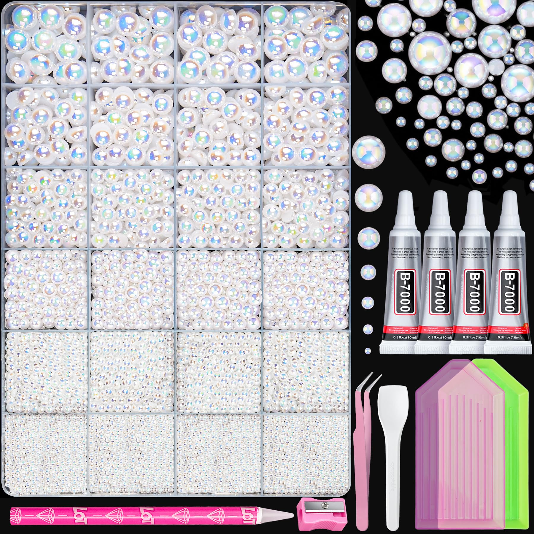 AB Pearls for Crafting, Bedazzling Kit with 35000PCS Flatback Pearl Beads | Bedazzler Kit…