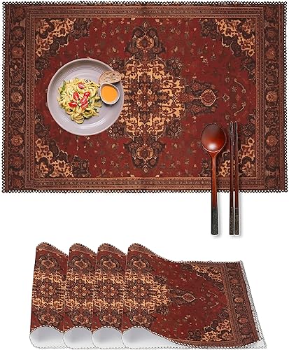 Juego de 4 manteles individuales para cocina, comedor, impermeables, resistentes al calor, decoración de escritorio, para mesa de comedor interior y