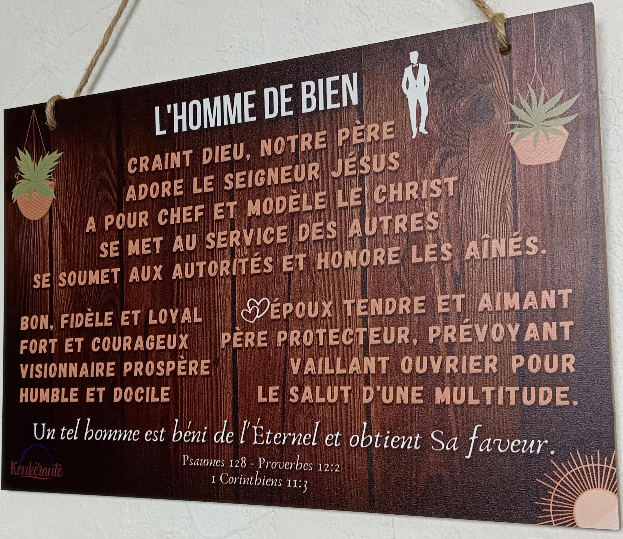 Tableau Léger En Bois à Message Spirituel Chrétien En Français Pour