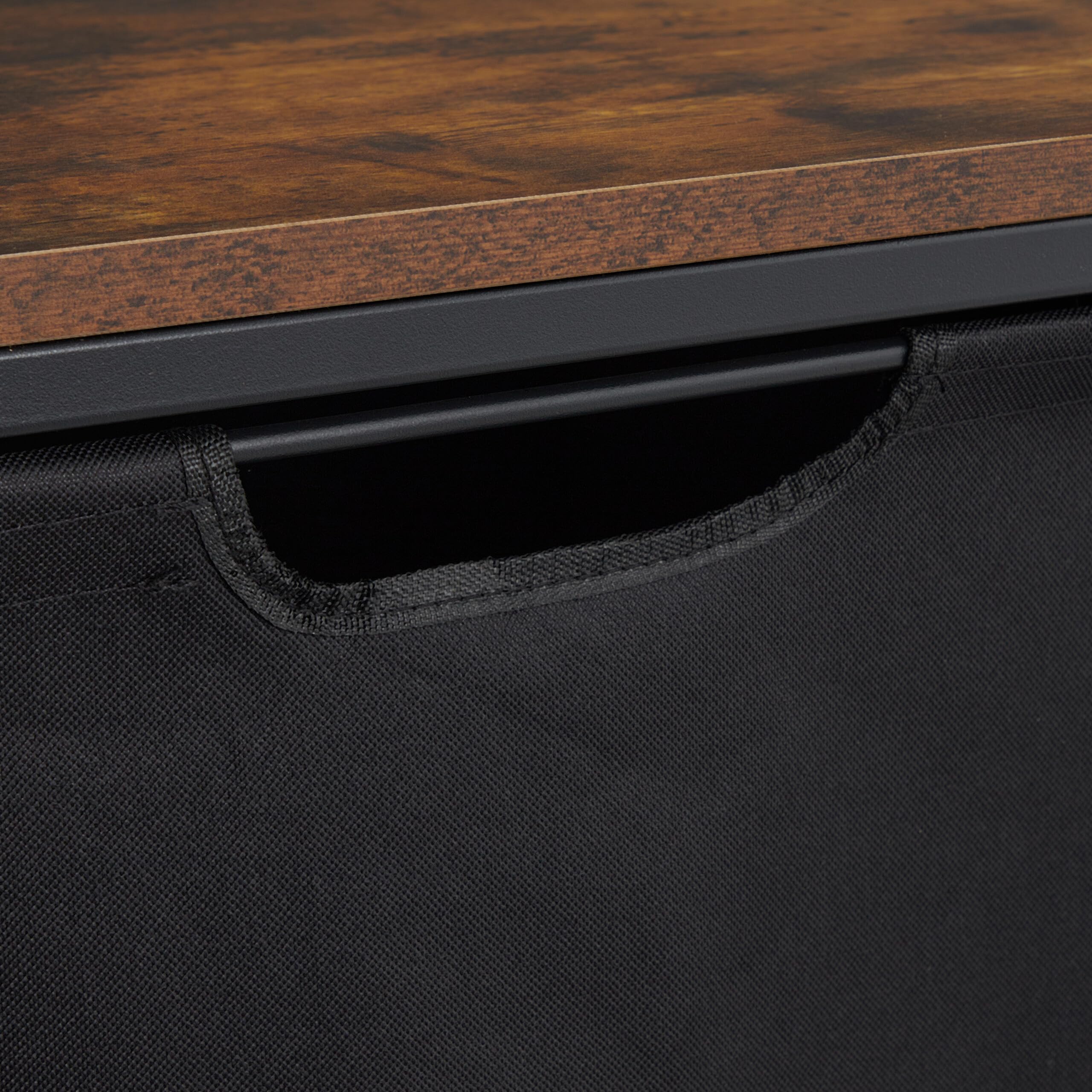 Relaxdays Mueble para Ropa Sucia, 2 Cestos Extraíbles, Estantería Colada con Ruedas, Diseño Industrial, Negro y Marrón