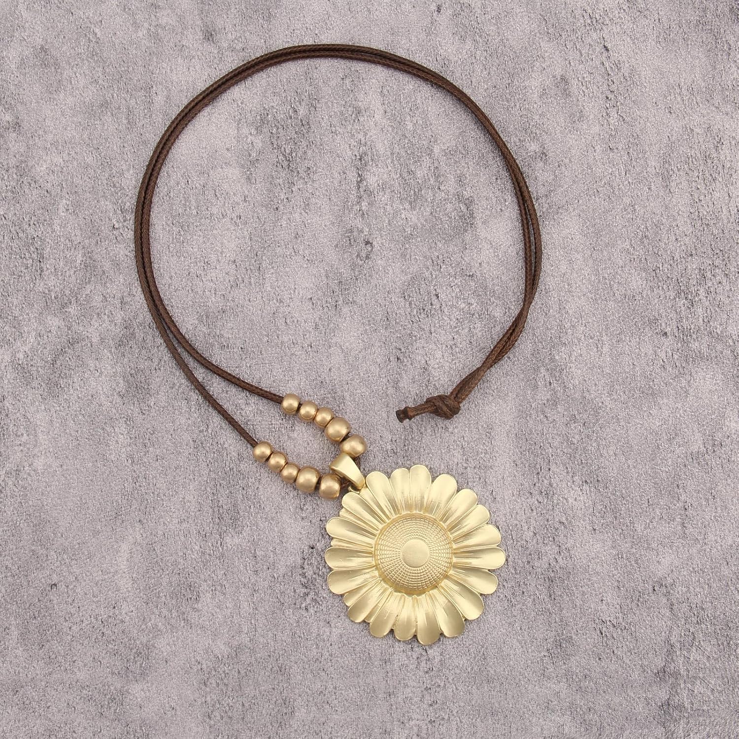 GelConnie Leather Necklaces Turquoise Long Boho Necklaces for Women Brown Chunky Circle Pendant Chocker Necklace Gold Sweater Necklace - Image 8