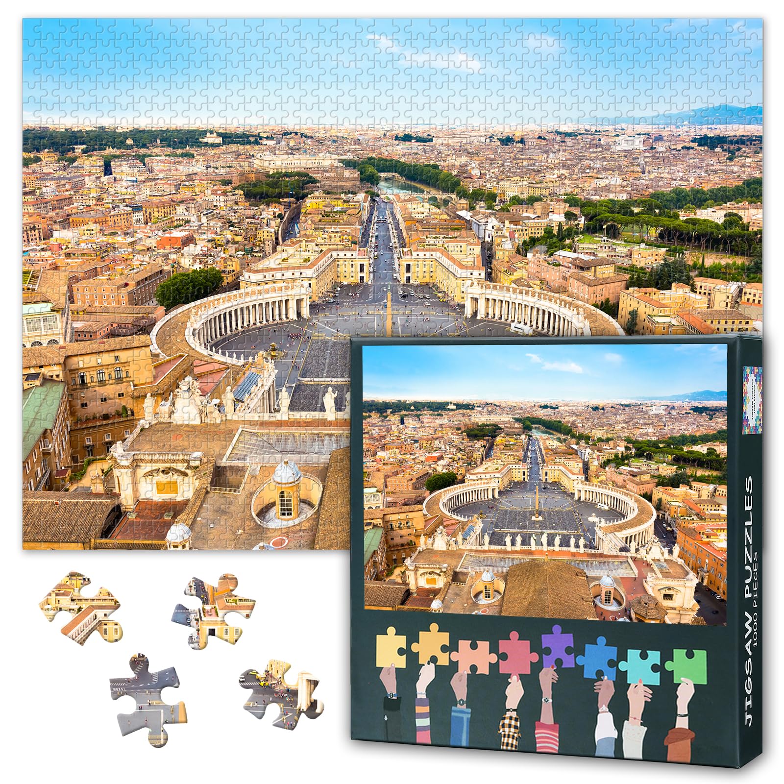 Jigsaw Puzzles for Adults 1000 Rome Italy City Skyline, Difficult Family Puzzle Educational Games Home Decoration Saint Peter's Square, Challenging Puzzles for Adults Men & Women (27.5"x19.7") โ image 1