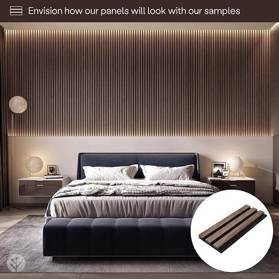 WVH Slatpanel Acoustic Wood Wall Panels - Soundproof Slatted Wood Panels for Wall and Ceiling (6 x 4 x 0.78) - 3D Textured Panel for Interior Wall Decor for Homes, Offices, Studios