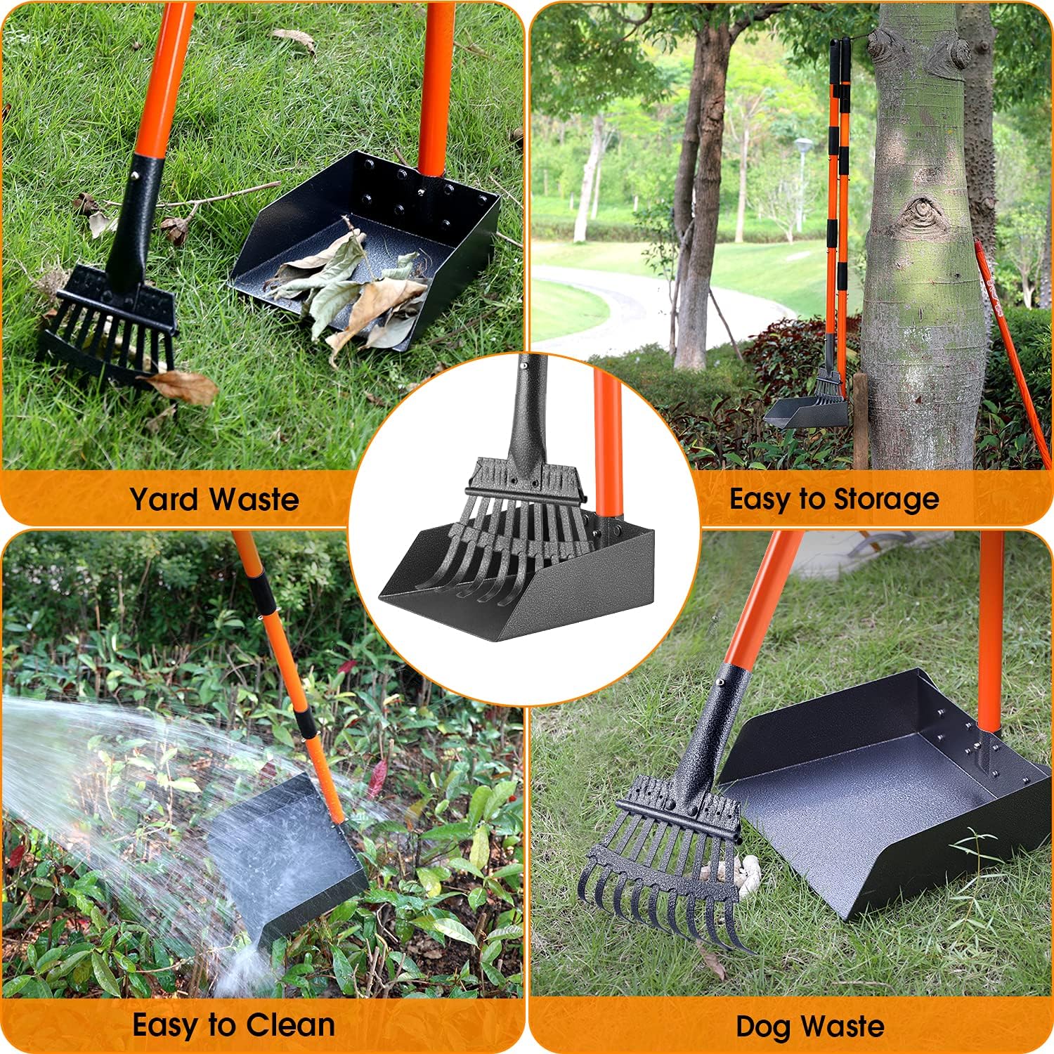 HITKYC Pooper Scooper, Detachable Long Handle Dog Pooper Scooper with Stainless Steel Tray and Rake, Easy Pick Up Poop Scooper for Medium Small Pets, Great for Grass, Lawns, Dirt, Gravel : Pet Supplies