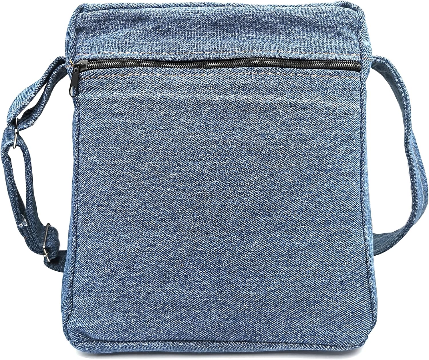 Upcycling Blue Denim Jeans Messenger Cross Body Shoulder Handbag Purse for Unisex - Image 2