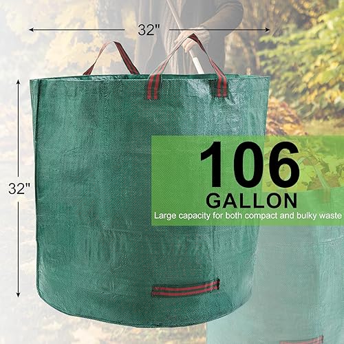Miniatura 2 de CHANGE MOORE Paquete de 2 bolsas de 106 galones para césped y jardín (D32 pulgadas de alto, 32 pulgadas de alto) bolsas de basura reutilizables con