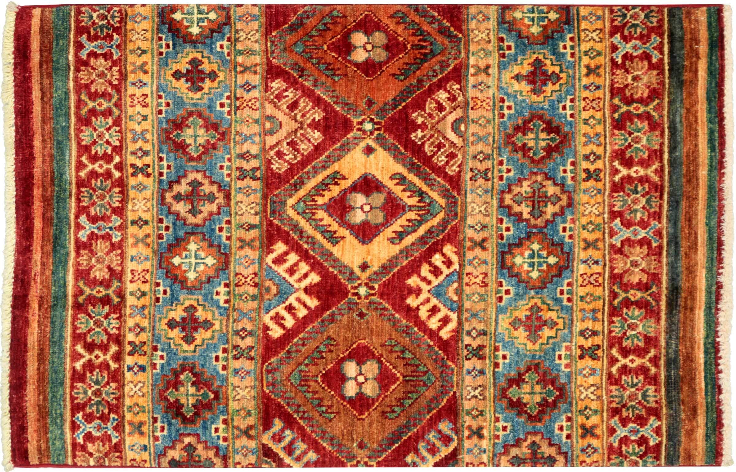Tapis noué à la main Afghan Ziegler Khorjin rouge 70x100 de prestige
