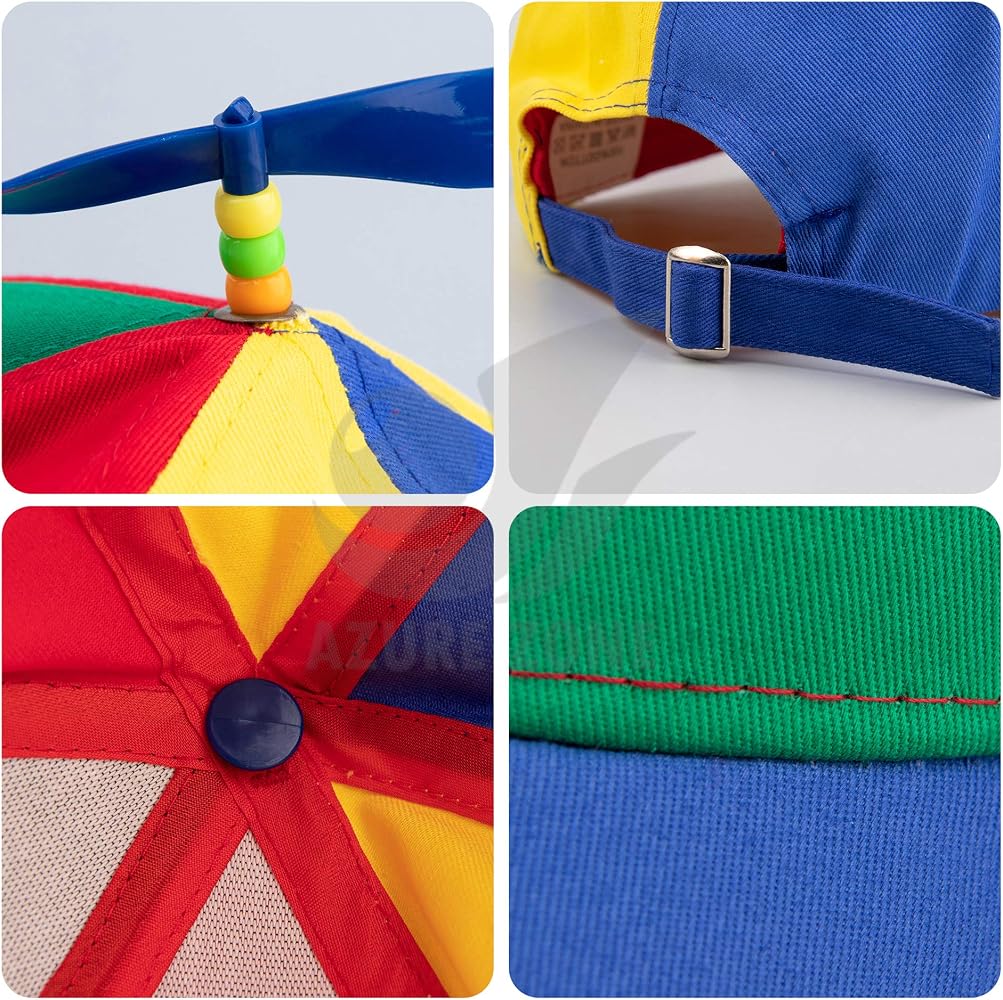 Rainbow Hat With Detachable Propeller - Blue Brim Baseball Cap For Adults - View #4