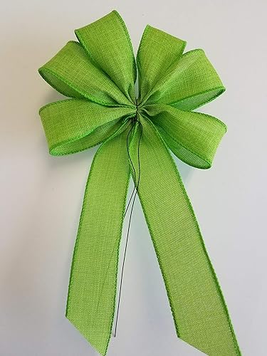 Miniatura 5 de Arco pequeño de corona de lino verde lima con cable de 5-6"